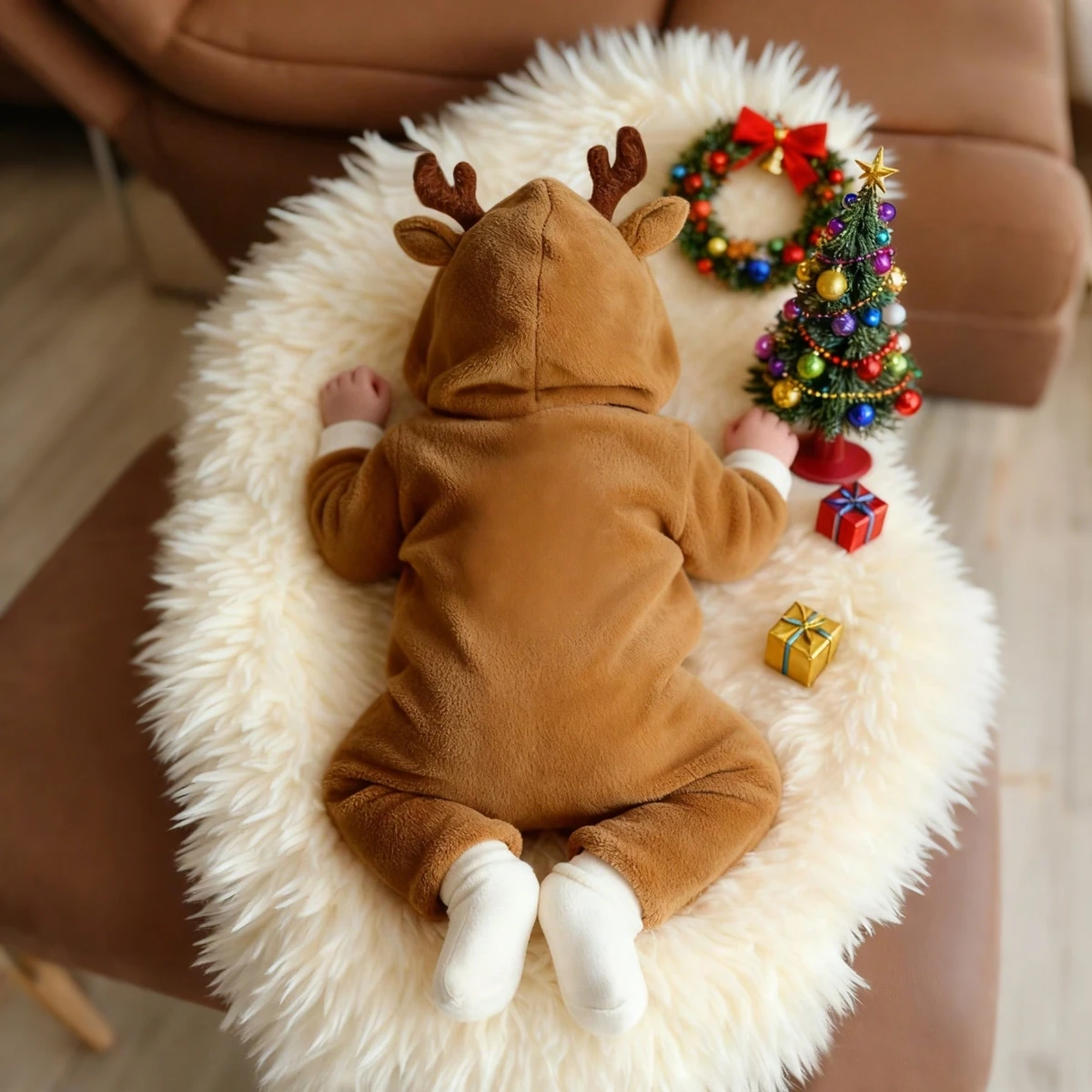 Ylsteed Рождественский наряд для новорожденных, милый комбинезон с рогами лося и вышивкой для маленьких мальчиков и девочек, комбинезон для фотосъемки, Рождественский подарок для новорожденных