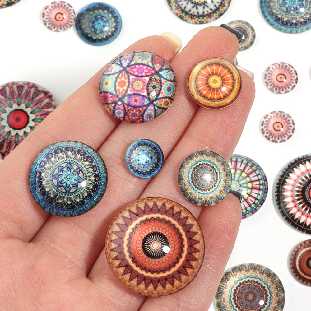 10pcs 10/12/14/20/25mmBohemian Style Round Glass Cabochon Beads Loose Beads For Jewelry Making DIY Necklace Bracelet Accessories