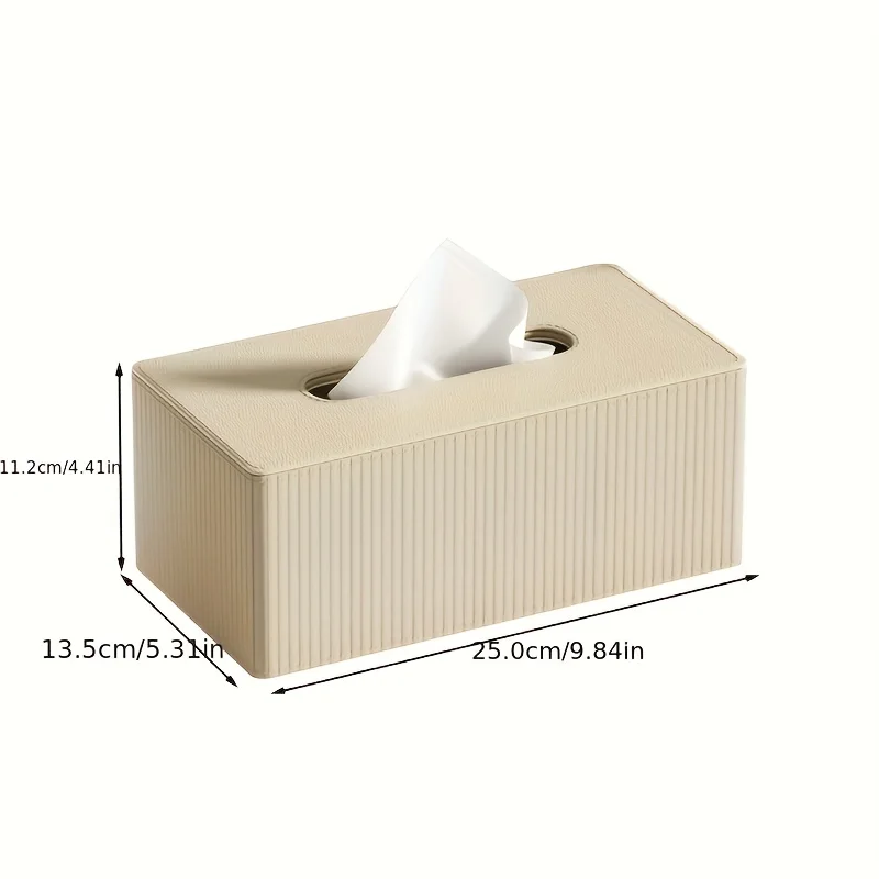 1 Stück Luxus-Taschentuchbox-Halter aus Leder, gestreiftes Design in 3 Farben, quadratische Taschentuchbox-Abdeckung für das Badezimmer im Home Office – Detail 5