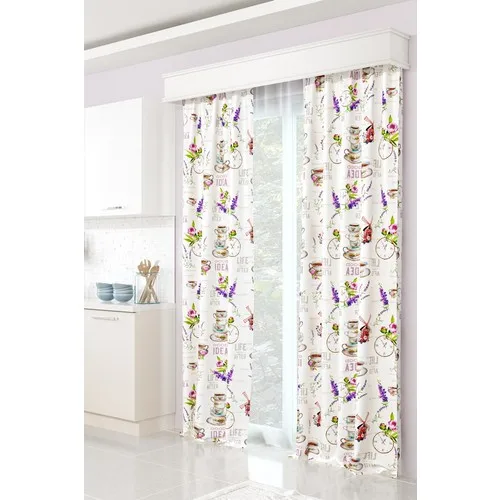 

Perdante Tea Time Lavender Floral Kitchen Backdrop Curtain Single Wing 140x265 cm