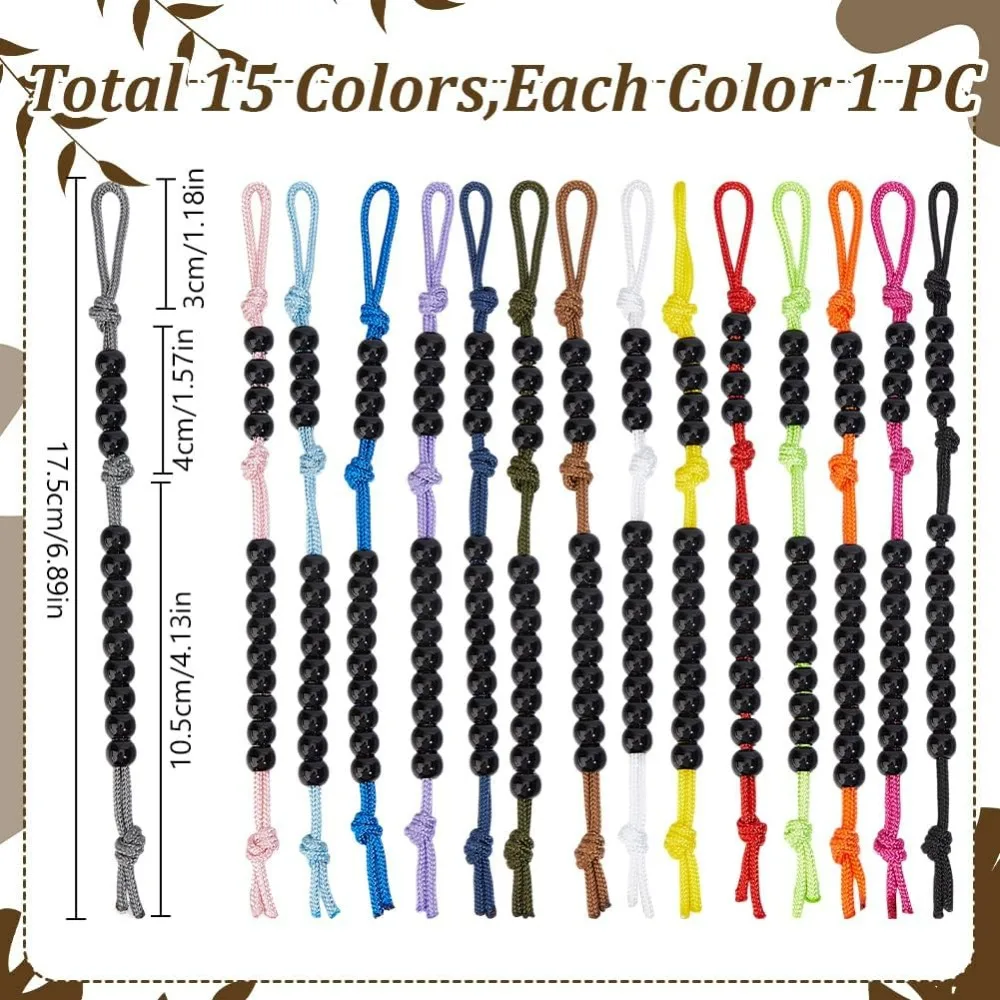 15 قطعة حبات الحارس عداد بيس للمشي لمسافات طويلة الاكريليك حبل الخرز Pace عداد لمسافات طويلة التخييم عداد للمغامرات في الهواء الطلق