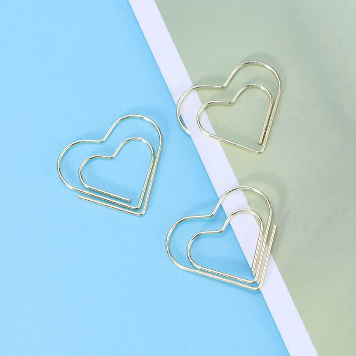 10 قطعة مشابك ورق معدنية على شكل قلب مطلية بالذهب مشبك مرجعي قوي للملاحظات والصور والمستندات والمكتب والمدرسة والمنزل #5