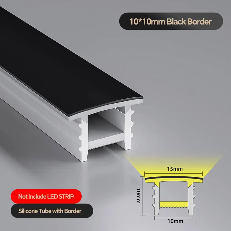 6–9m 20m flexibel siliconen LED-profiel met diffuser voor inbouw lineaire verlichting Buigbare rand of randloos Zwart Wit
