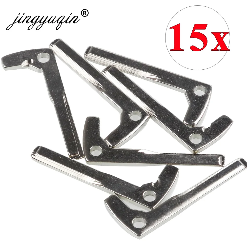 jingyuqin 15pcs/lot Uncut Key Blanks Insert for Mercedes Benz Smart Chrome Remote Car Fob Key Blade Replacement