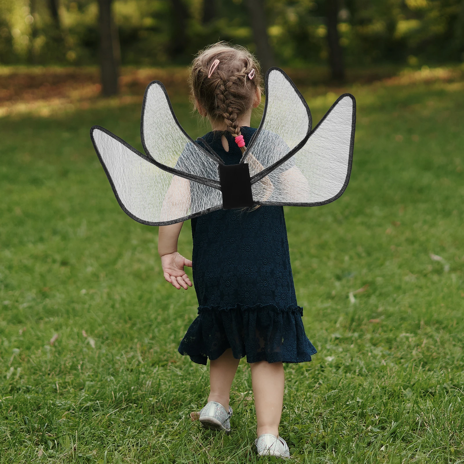 

Butterfly Wings Props 4 Leaves Black Flame Silver Fairy Wing Cosplay Kids Party Supplies Lightweight Stage Performance Photo