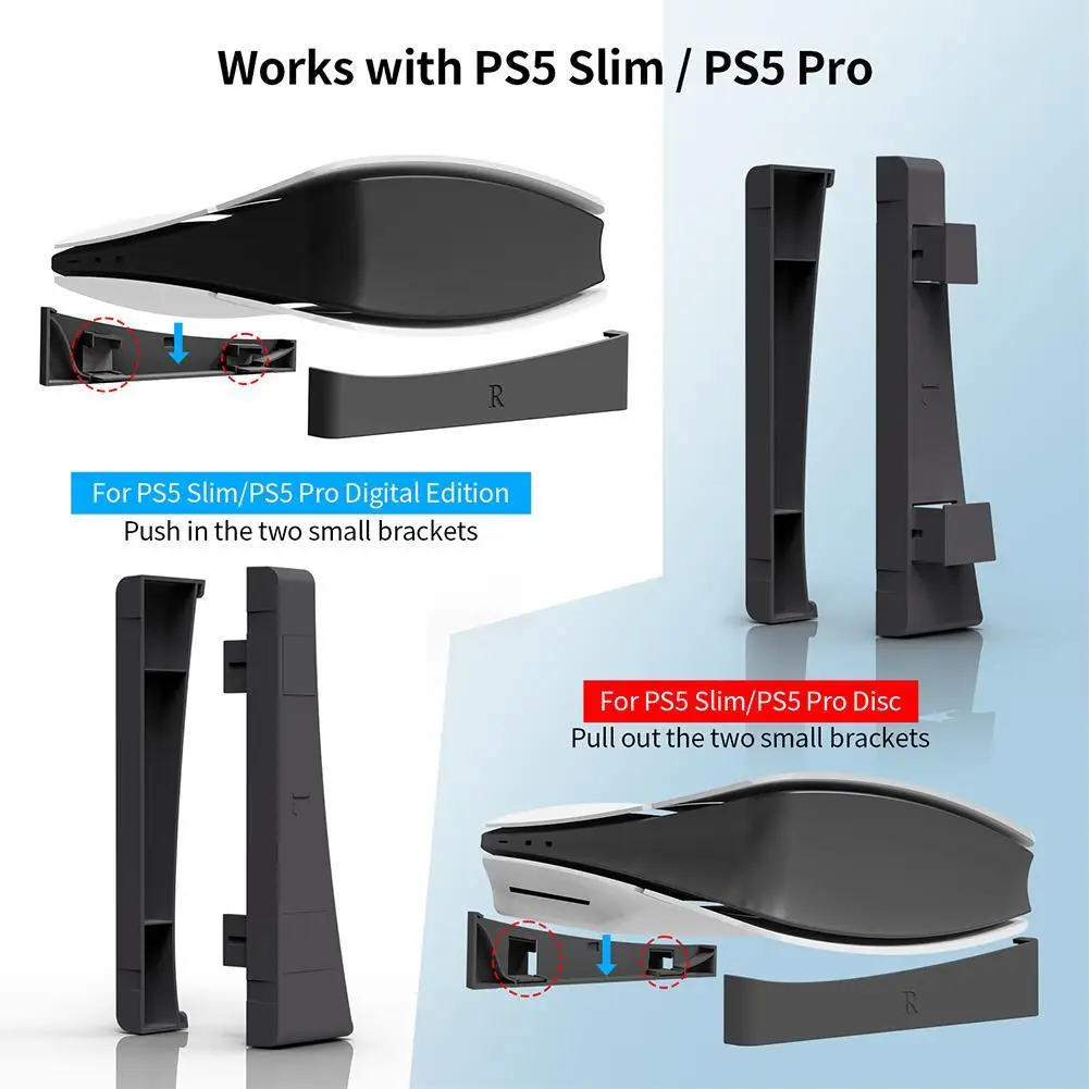 For PS5 Pro/PS5 Slim Digital/Optical Drive Edition Game Console Dock Mount Holder Horizontal Storage Stand Desk Display Holder