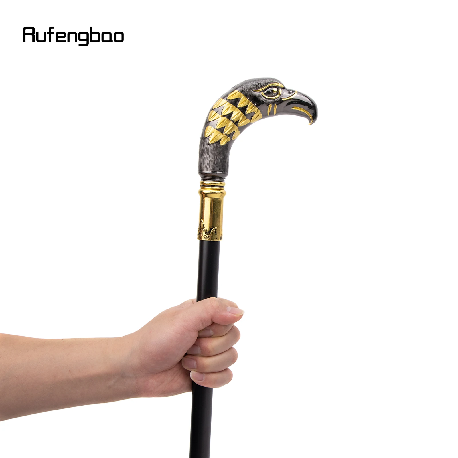 Golden Black Long Head Eagle Single Joint Fashion Walking Stick decorativo Cospaly Party Walking Cane Halloween Crosier 93cm