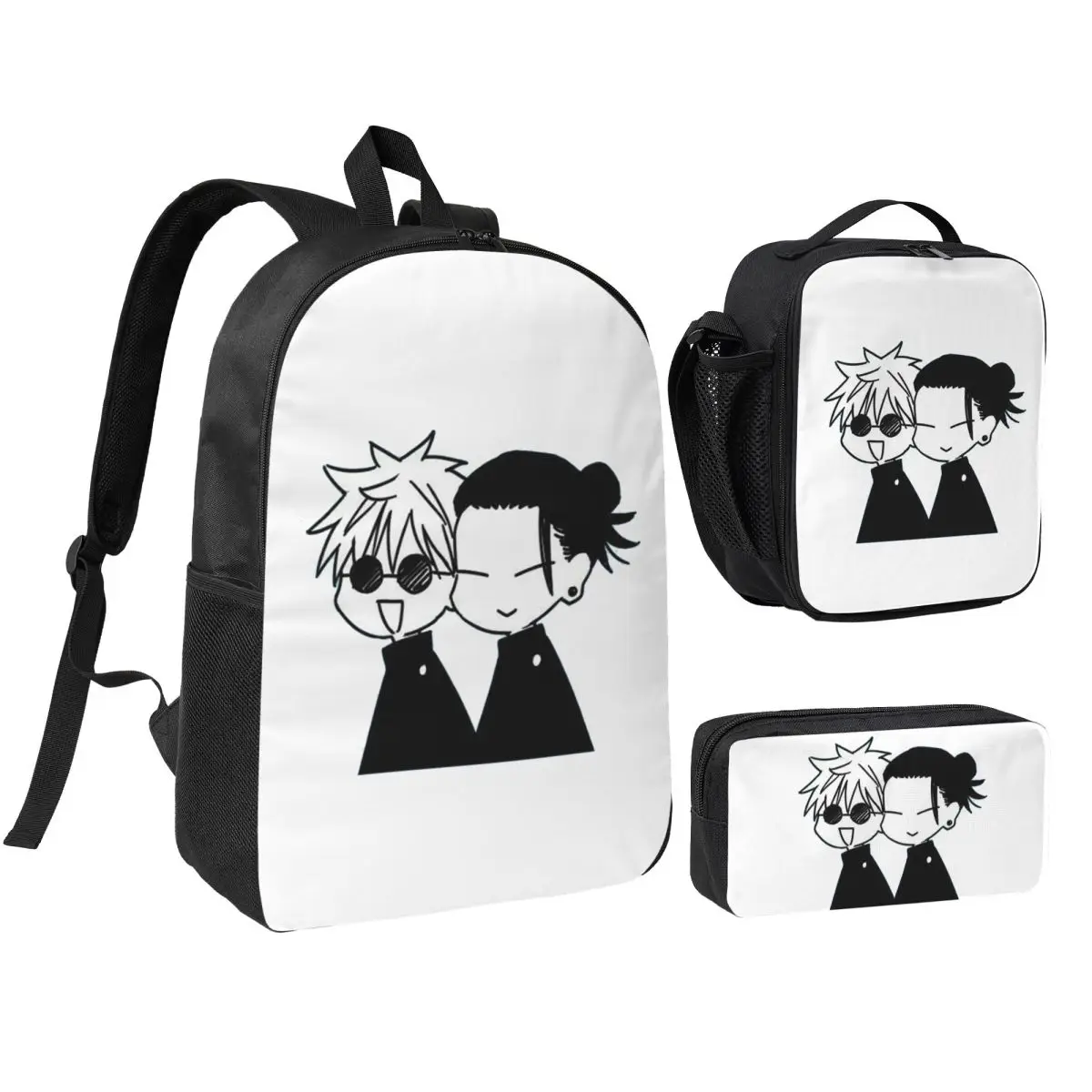 

Gojo Satoru And Geto Suguru Backpack Boys Girls BookBag School Bag Computer Shoulder Bags 3ps Insulated Lunch Bag Pencil Case
