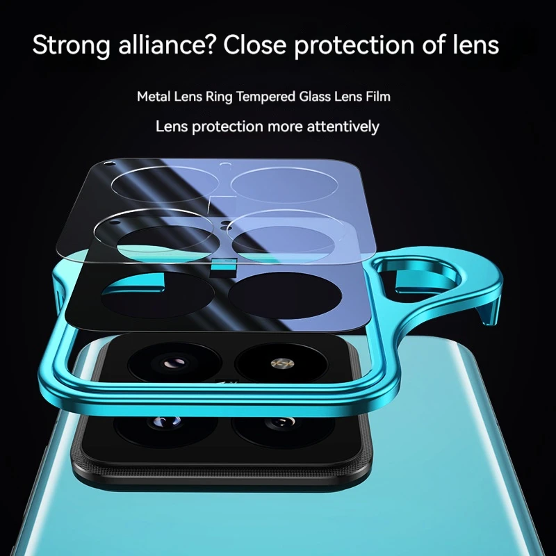 Aluminum alloy special-shaped Shockproof Bumper Bar For Xiaomi 14 14 Pro 14 Ultra Full lens protection Luxury Metal Rimless Cas
