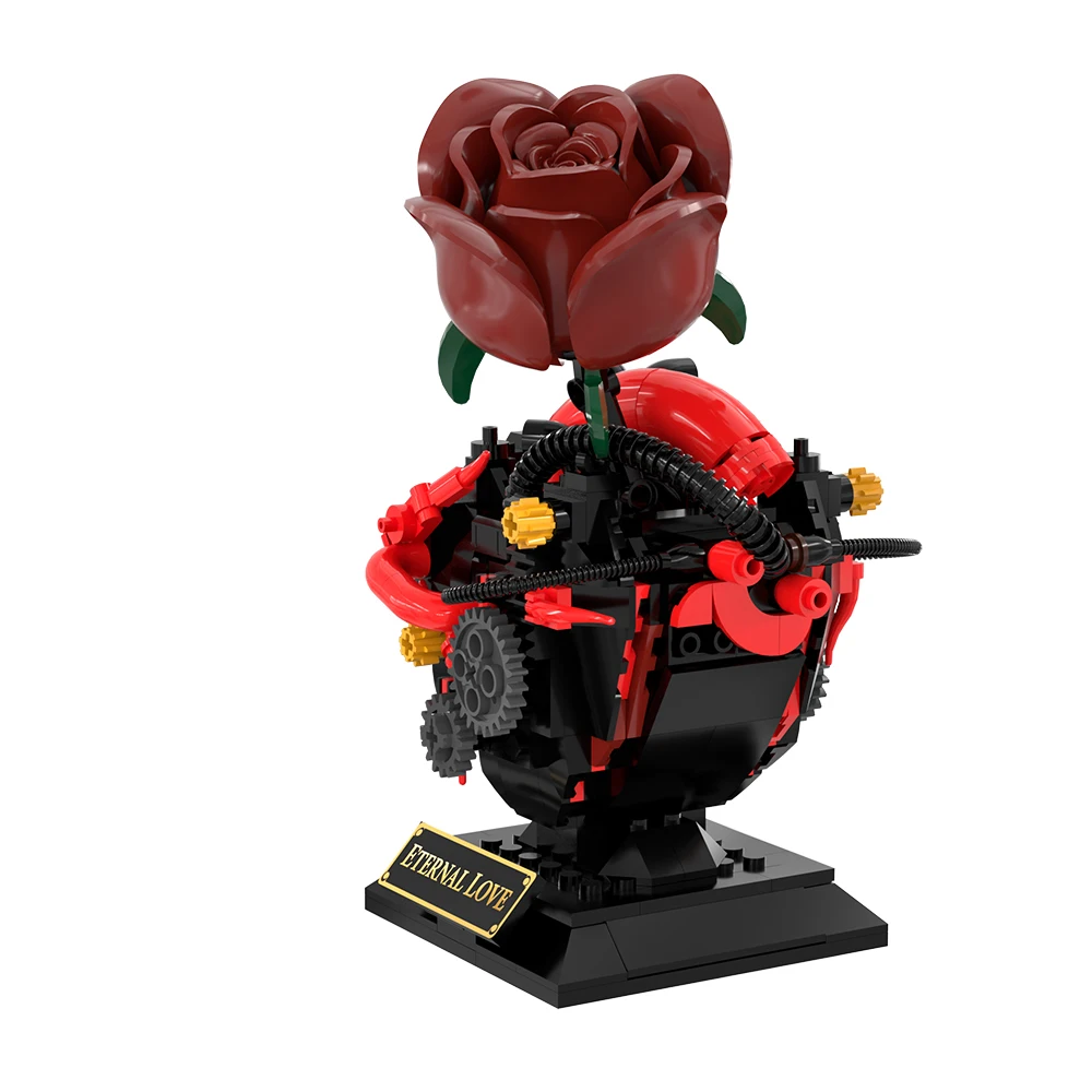 

Gobricks MOC Gothic Heart Rose Building Blocks Model A Beating Heart Bricks eye flower diy Assembled Toy Children Gift