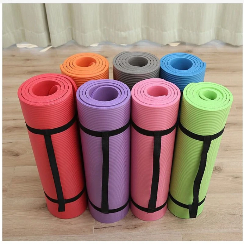 OUZEY 1CM Thick Yoga Mat Anti-skid Fitness Mat  NBR Comfort Foam Yoga Matt for Exercise, Yoga, and Pilates Gymnastics Mat