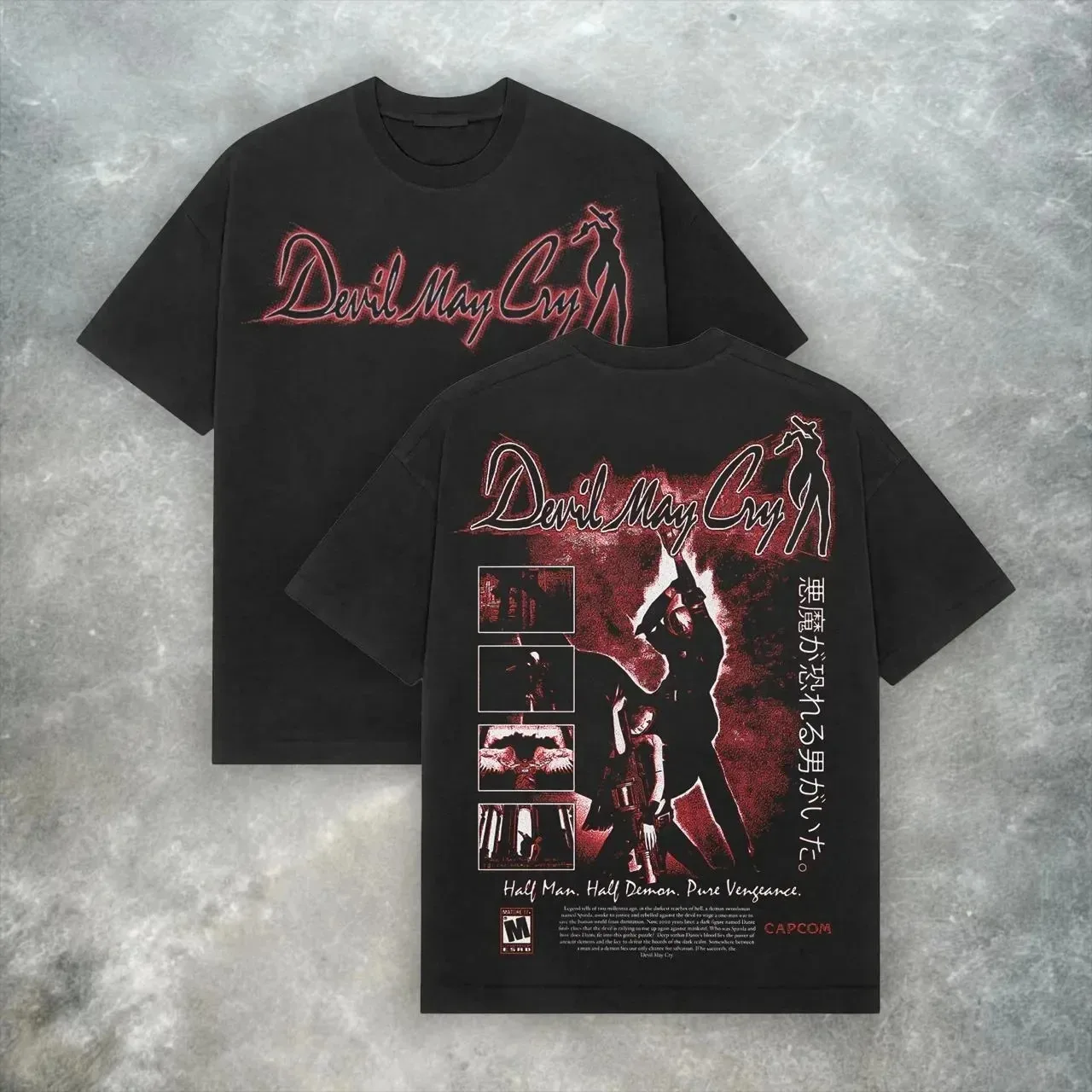 Devil May Cry Dante T-Shirt – Double-Sided Devil Hunter Theme (Dark Fantasy Action Game Aesthetics Women And Men T-Shirt
