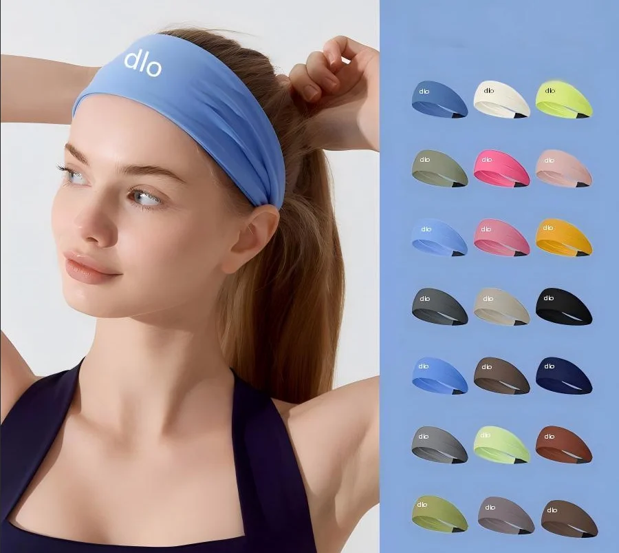 

2026 Summer Elastic Headband Sports Headband Sweat Absorbing Running Fitness Yoga Headband Women's Wide Edge dlo Letter Headband