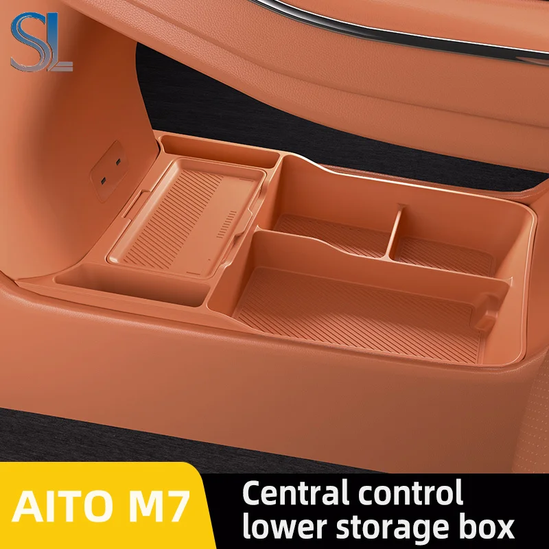 

For AITO M7 SERES 7 2024 Storage Box Center Armrest Hidden Box Cup Holder Organizer Interior Accessories