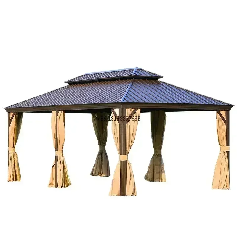 Outdoor pavilion, outdoor home garden, tatami terrace design, simple aluminum alloy pavilion wooden house on the roof