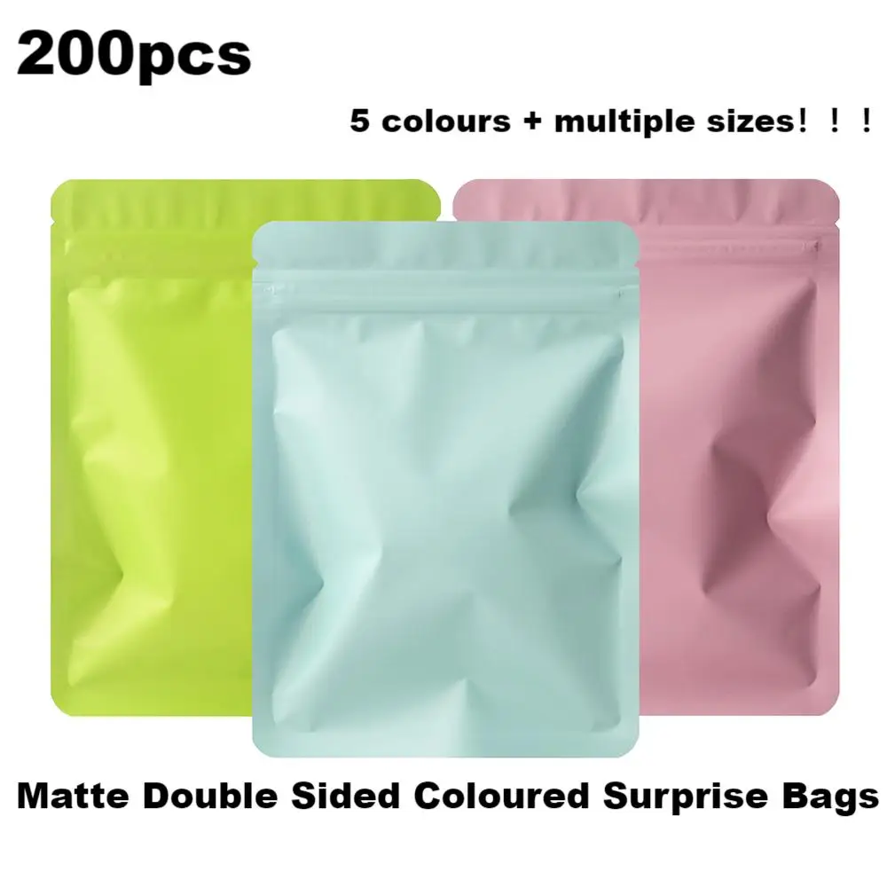 200pcs Matte self-sealing bags aluminium foil double-sided colour food bags sealed waterproof zip reusable bags gift packaging