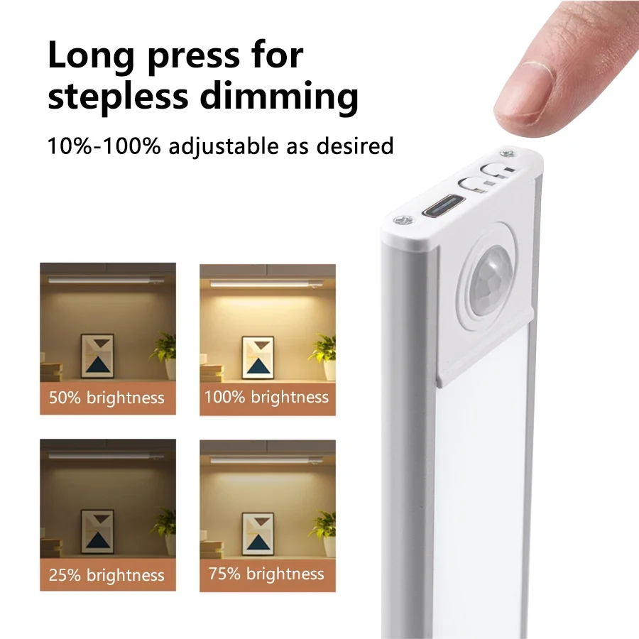 LED Motion Sensor Light Wireless Night Light Rechargeable Cabinet Lights For Kitchen Cabinet Bedroom Wardrobe Indoor Lighting