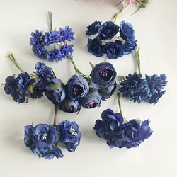 6/10/12/20/200pcs Mixed Royal blue Flower Cherry Stamen Berries Bundle DIY Christmas Wedding Cake Gift Box Wreaths Decor