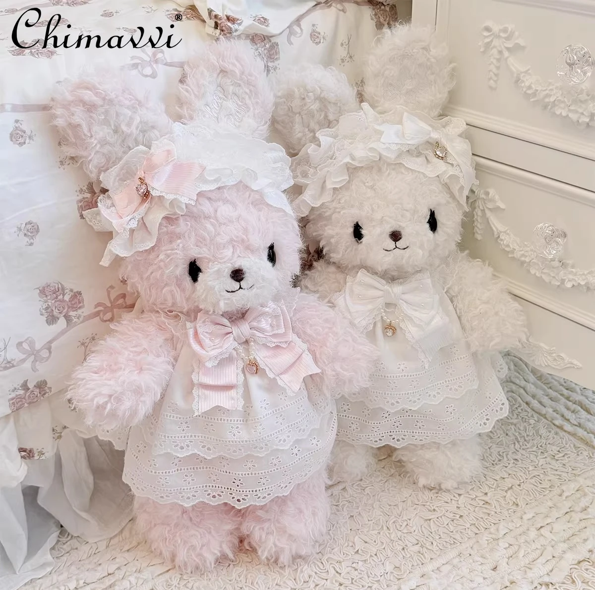 

Original Japanese-style Cute Bunny Plush Bag 2026 New Sweet Girl Kawaii Bow Lolita Lace Backpack Crossbody Bags for Women