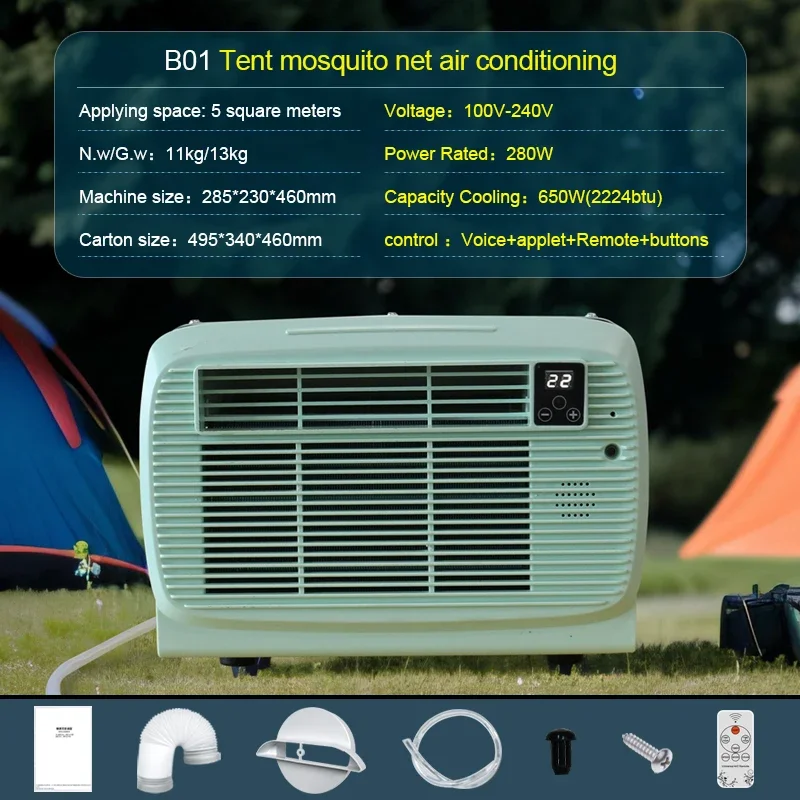 Mini Condicionador de Ar Portátil, 450W, 110V, 220V, para Carro, Quarto, RV, Garagem, EUA, Estándar UE, Caravana, Accesorios para Camper