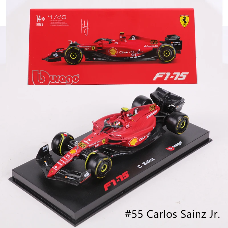 Bburago 1:43 Ferrari F1-75 C.Sainz SF22 NO.55 /NO.16 Formula One Cars Simulated Alloy Car Model