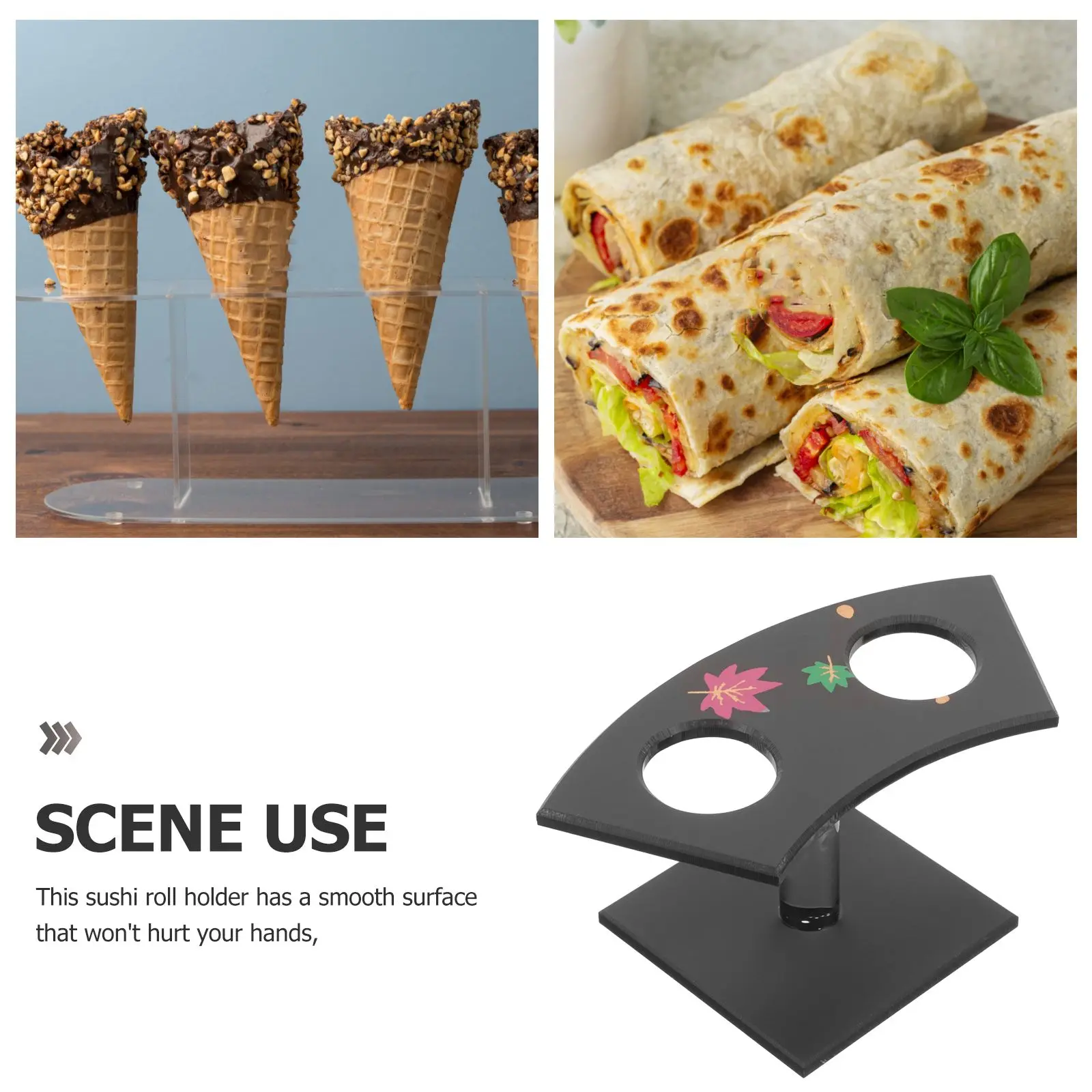 2-Loch-Ständer für Lebensmittel, Sushi-Rack, Dessert-Display-Ständer, Eistütenhalter, Rolle