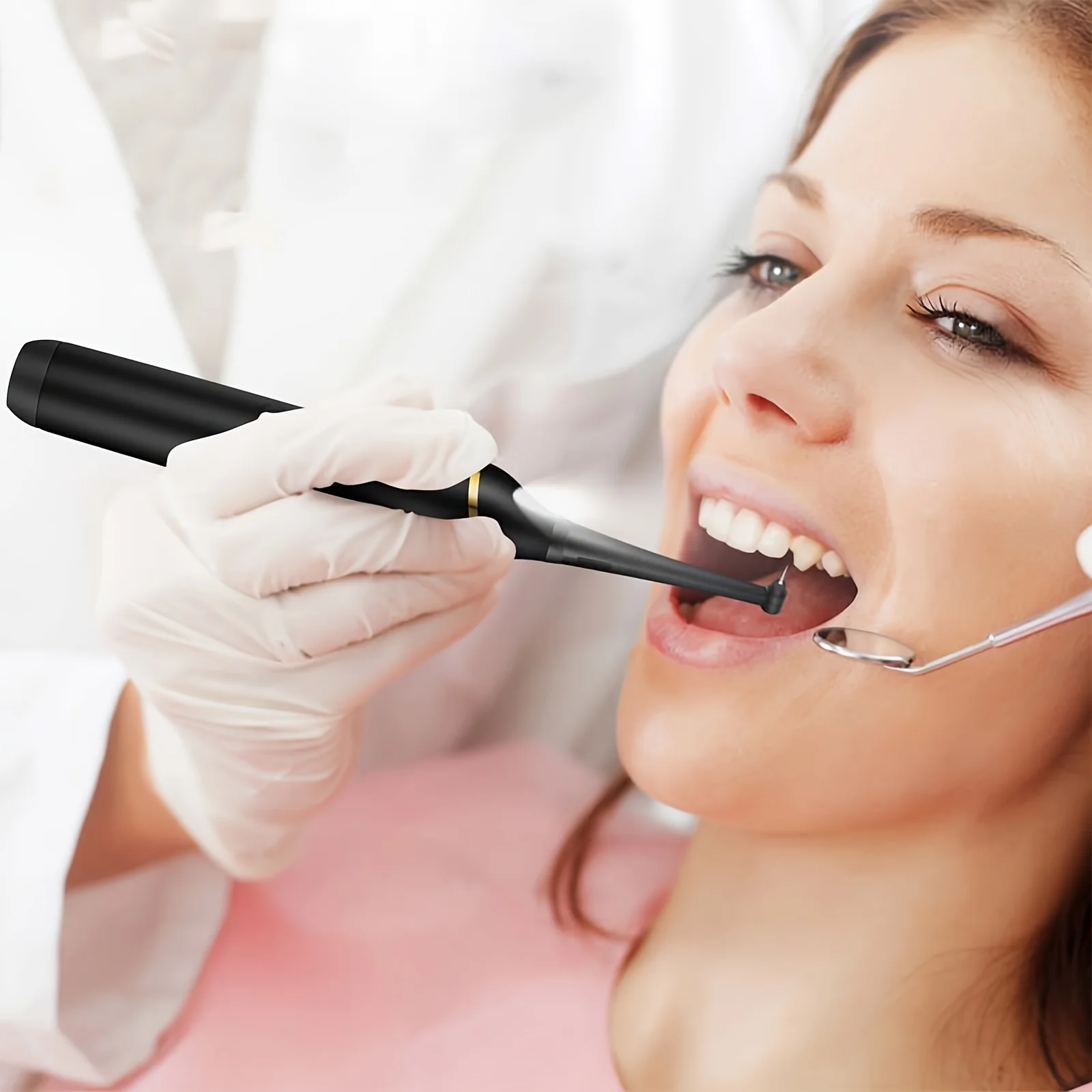Kit de limpieza de dientes USB con luz LED, limpiador para dientes con 3 cabezales reemplazables, espejo de pinza Dental, limpiador de dientes de 3 modos