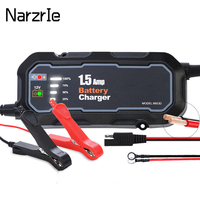 12V 1500mA Automatic Smart Motorcycle Battery Charger Maintainer for Car/RV/ATV/Boat Automatic Battery Trickle Charger with LED