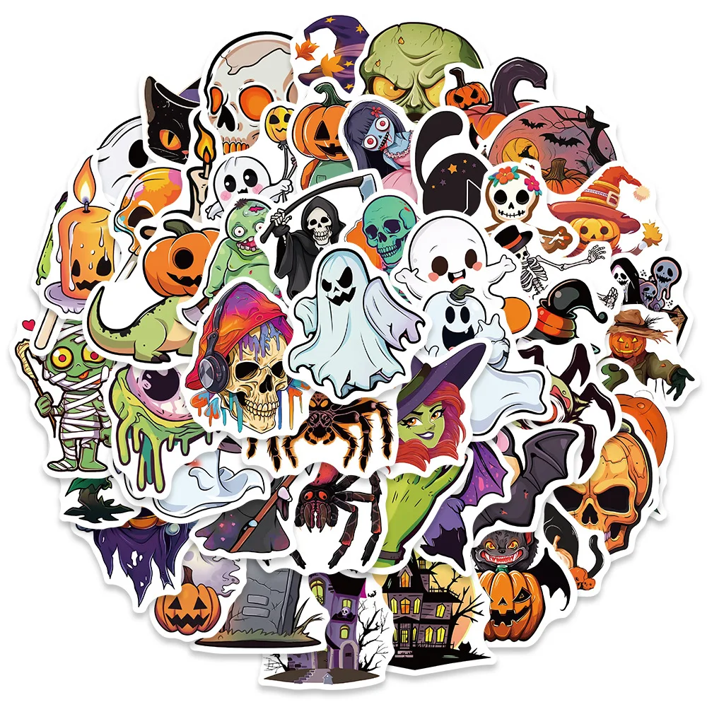 50Pcs Terrifier Halloween Pumpkin Graffiti Stickers Waterproof for Phone Luggage Water Bottle Skateboard Decoration