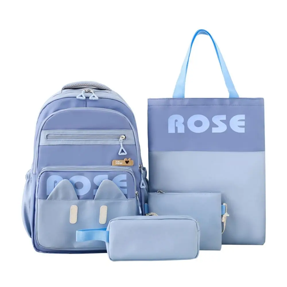 4Pcs/Set Simple Large Capacity 4 in 1 Backpack Breathable Multifunction School Bag School Rucksack Casual Book Bag Travel