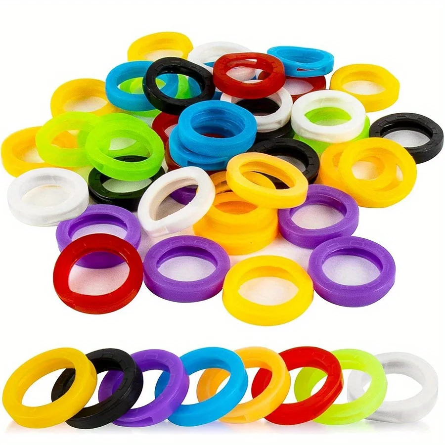 5Pcs Random Key Caps for Identification Mixed Colors Sturdy Protective Key Covers Ring To Organize Home Office Keys Identifier