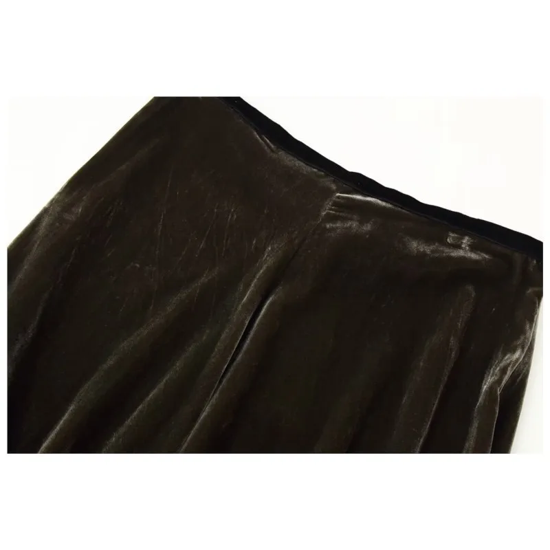 الخريف والشتاء الرجعية المخملية عالية الخصر تنورة الدانتيل المرقعة المرأة الجديدة عارضة أزياء تنوعا ألف خط التنانير #3