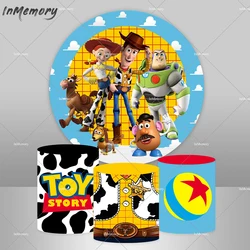 Boy Birthday Decoration Toy Story Round Backdrop Circle Baby Shower Photo Background Cylinder Covers