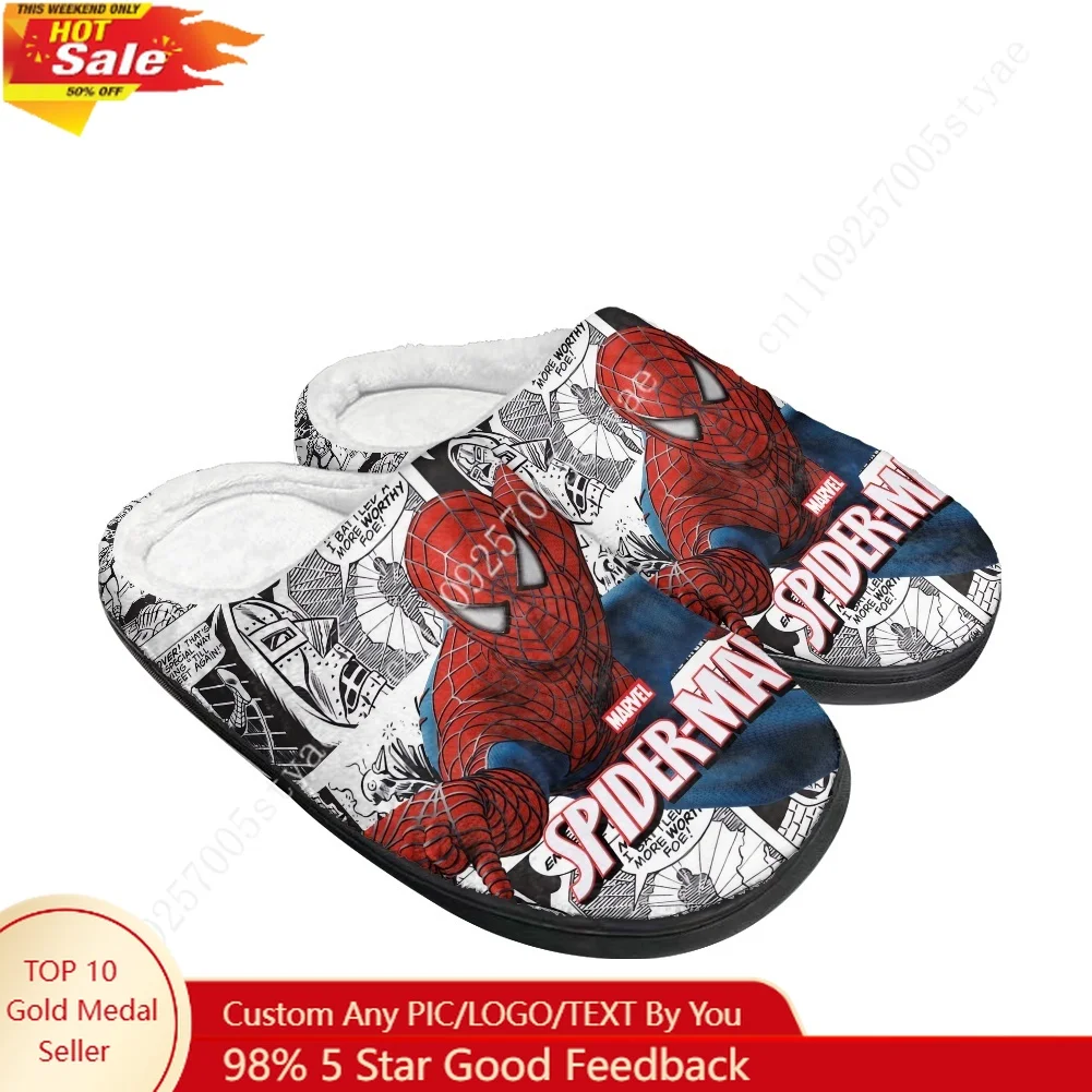 

Marvel Spider Man Peter Benjamin Parker Home Cotton Slippers Mens Womens Teenager Plush Bedroom Keep Warm Shoes Custom Slipper