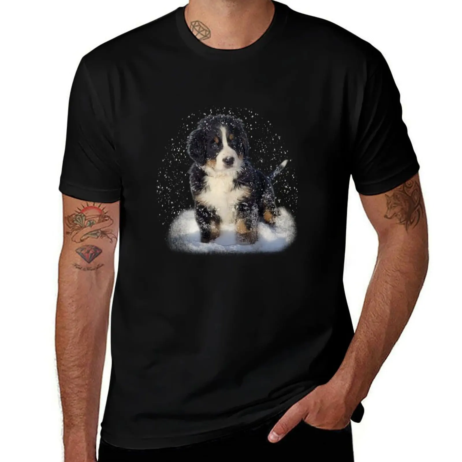 

Bernese mountain dog in the snow T-Shirt t shirt for man t shirts for man graphic funny