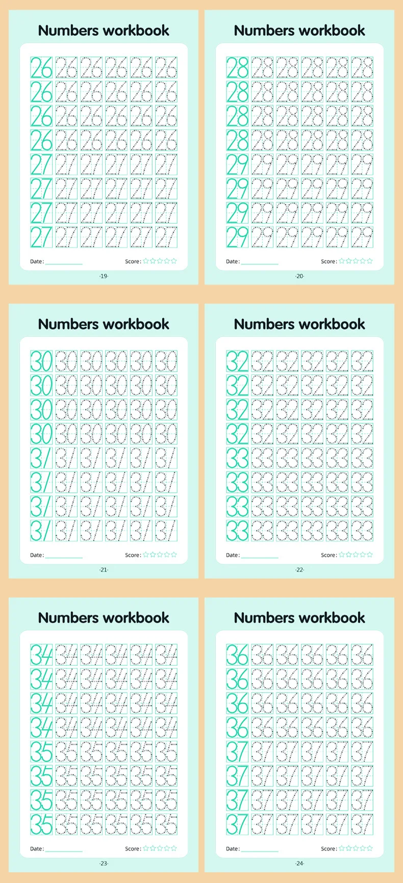 0–100 Übungsbuch zum Schreiben lernen, Punktmatrix, Kopieren von Kalligraphie, Übungsbüchern, digitale Übungsnotizen mit rotem Strich und Stiftkontrolle – Detail 4