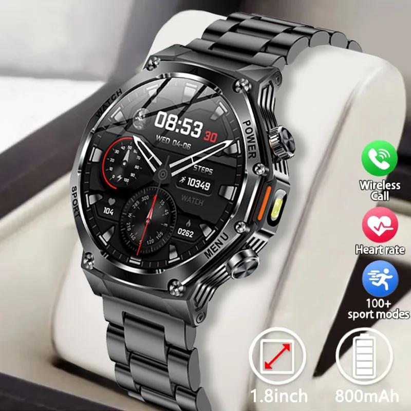 GEJIAN Men's Latest 1.8-inch HD Screen with 390 * 390 Resolution, Supports 8 Common Sports Modes, Built in 6 Menu Modes Watch