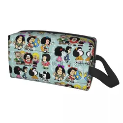 Mafalda Quino Comics Cosmetic Bag Mulheres Kawaii Grande Capacidade Dos Desenhos Animados Maquiagem Case Beleza Armazenamento Higiene Pessoal Sacos