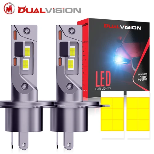 Dualvision H4 bombillas de faros LED Canbus 7535 CSP luz alta y baja 6000K luz de coche Turbo ventilador 1:1 Mini diodo Auto H4 tubo de cobre 12V