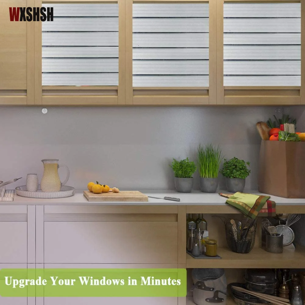 Window Sticker Static Cling No Toxic PVC Stripe Pattern Privacy Protection UV-Proof Reusable Explosion-Proof Frosted Glass Foil