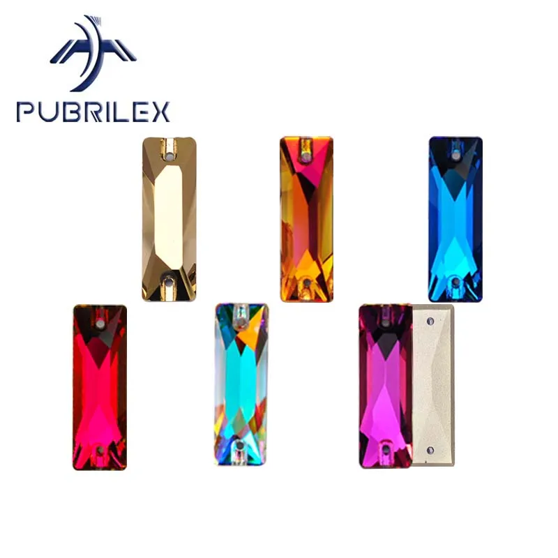 PUBRILEX Wholesale K9 Glass Cosmic Baguette Edges with Chamfers Sew On Rhinestones For DIY Garment Eveningwear Wedding gowns