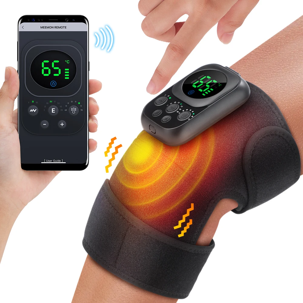 

EMS Knee Massage Pad Heating Vibration APP Comtrol Thermal Shoulder Elbow Massager 3 in 1 Hot Compress Knee Brace Belt