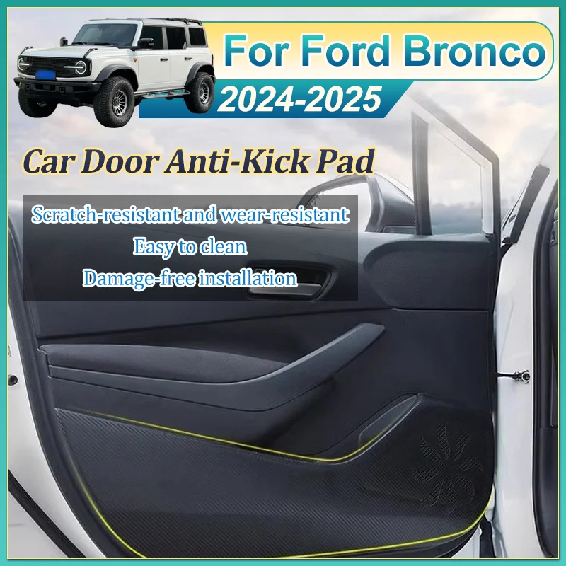 

4PCS Car Door Anti-Kick Pad Carbon fiber Protection Sticker Anti Dirt Mat Interior Accessories For Ford Bronco 2024 2025