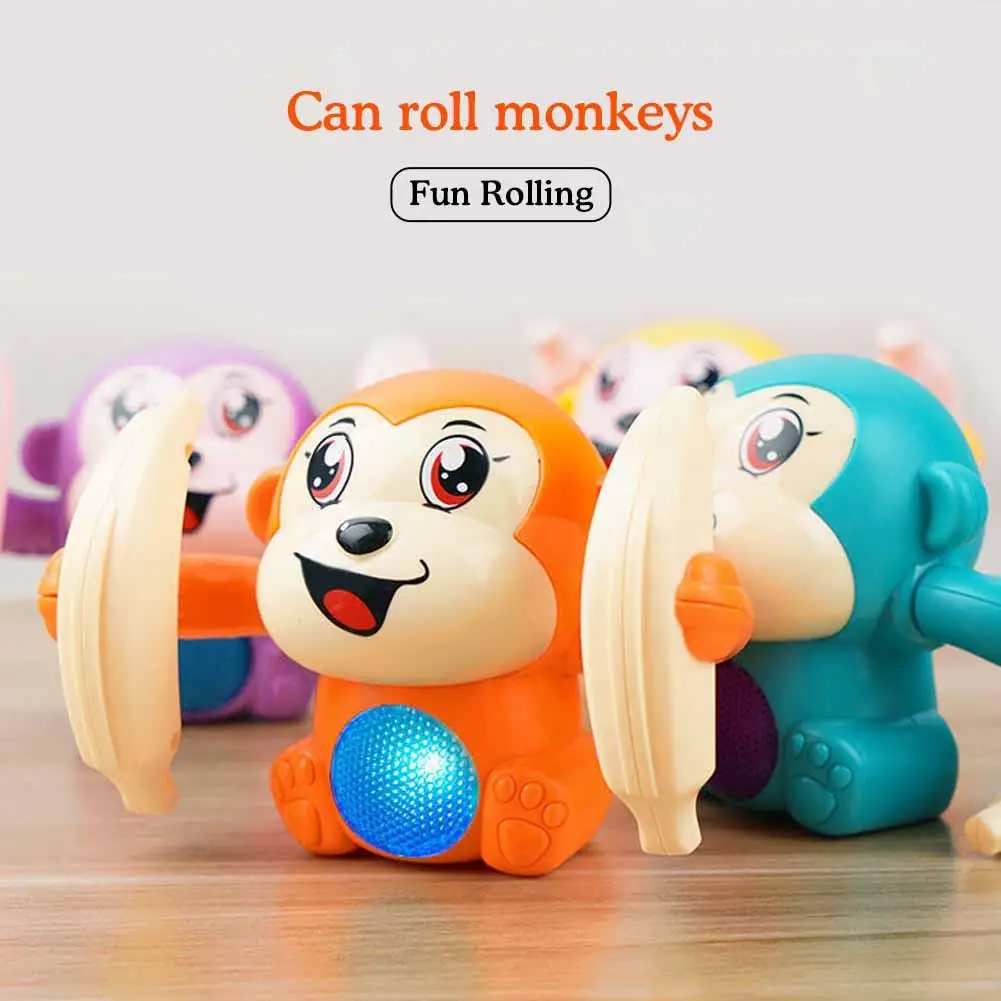 Electric Tumbling Monkey Toy for Kids, Learning to Climb, Induction Puzzle, Light, Voice Control, Music, Cartoon Rolling Toys, M4G1