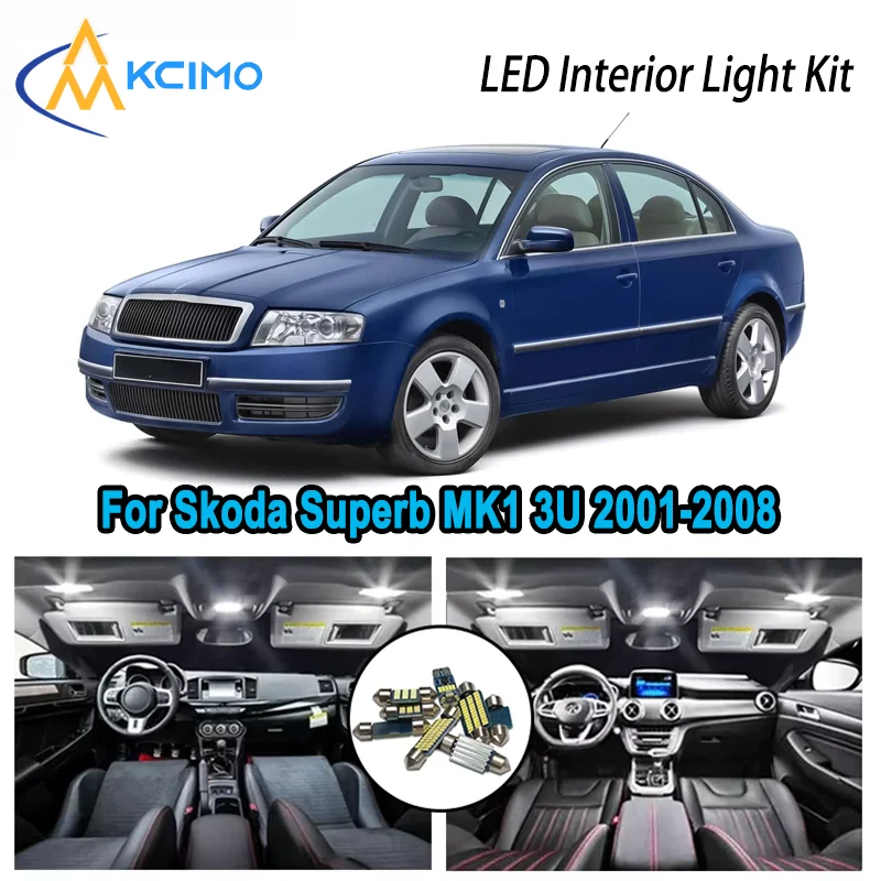 

High-Quality LED Interior Kit for Skoda Superb MK1 3U 2001-2008 2002 2003 Premium Error-Free Dome Map Trunk Automotive Lamps