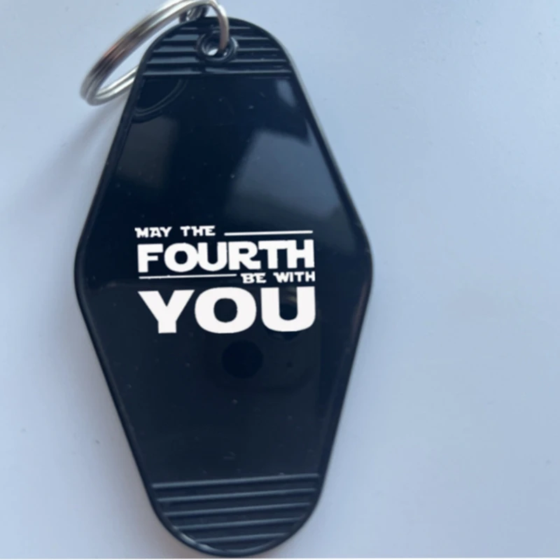 May the Force Be with You  Cute Acrylic HOTEL KeyChain Keyring Tag Key Chains TV Show Office Fans Funny Accessory Custom logo