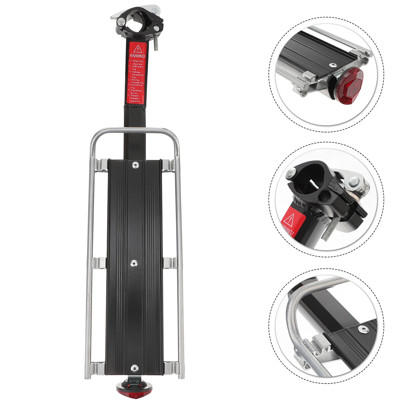 Portabicicletas de aleación de aluminio, estantes de montaje fijo móviles, portaequipajes para maletas, mochilas, cestas, color negro