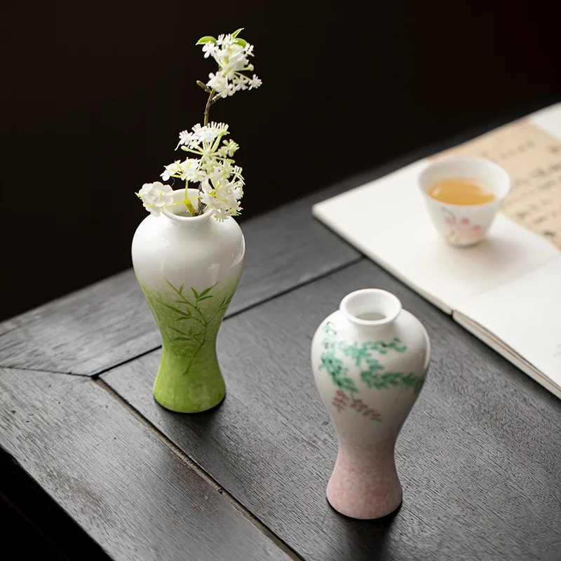 New Chinese-Style Hydroponic Home High-End Flower Vase For Room Hand-Painted Ceramic Vases