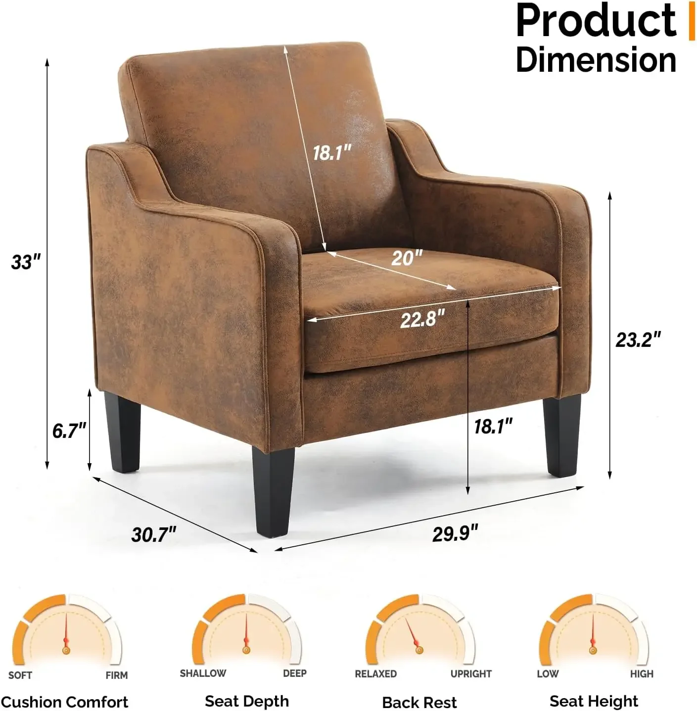 Cadeira de destaque para sala de estar cadeira de leitura rústica para quarto cadeira de braço colher meados do século moderno acento