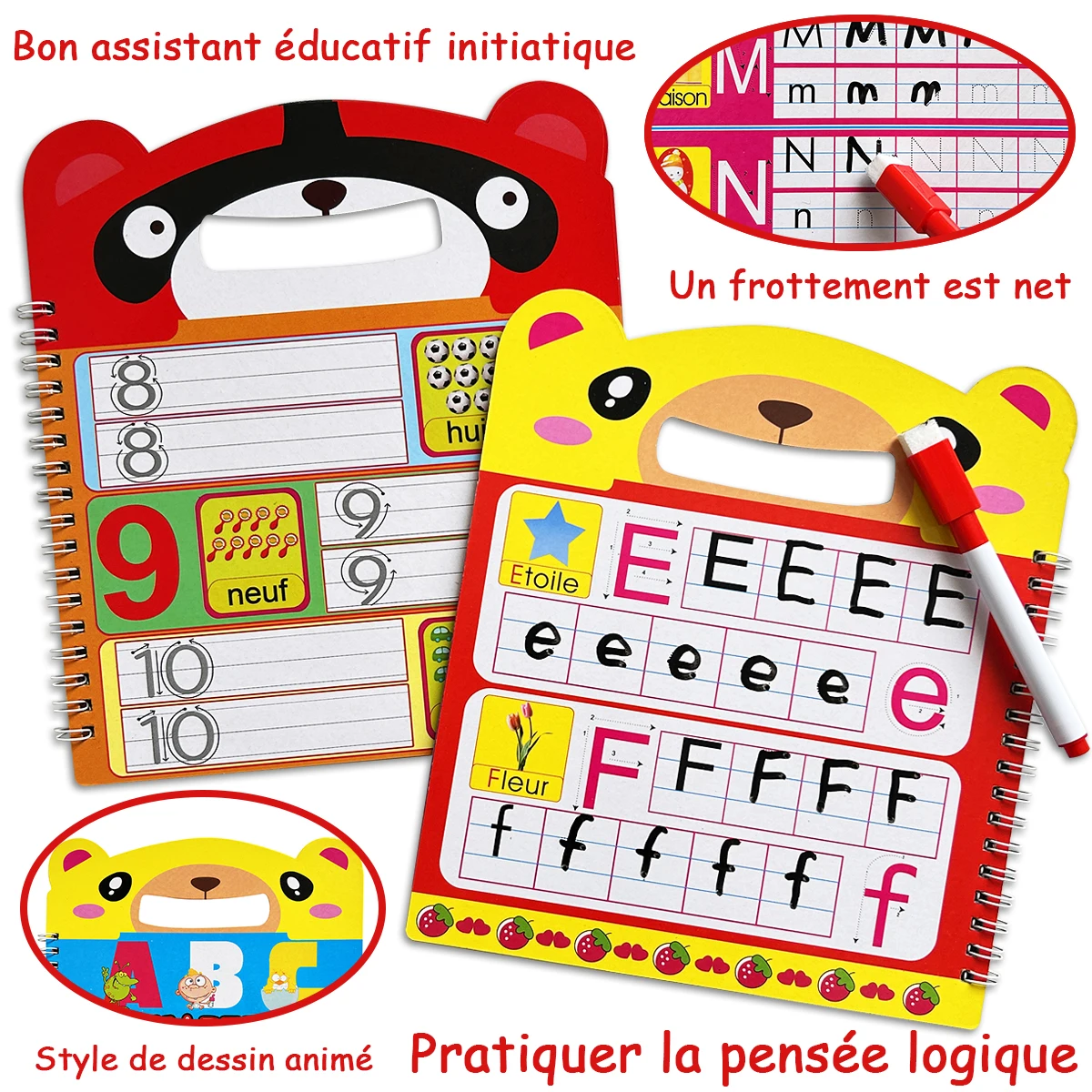 Cute animal-themed French children's number cognition book b| fosters logical thinking and a spark of learning interest